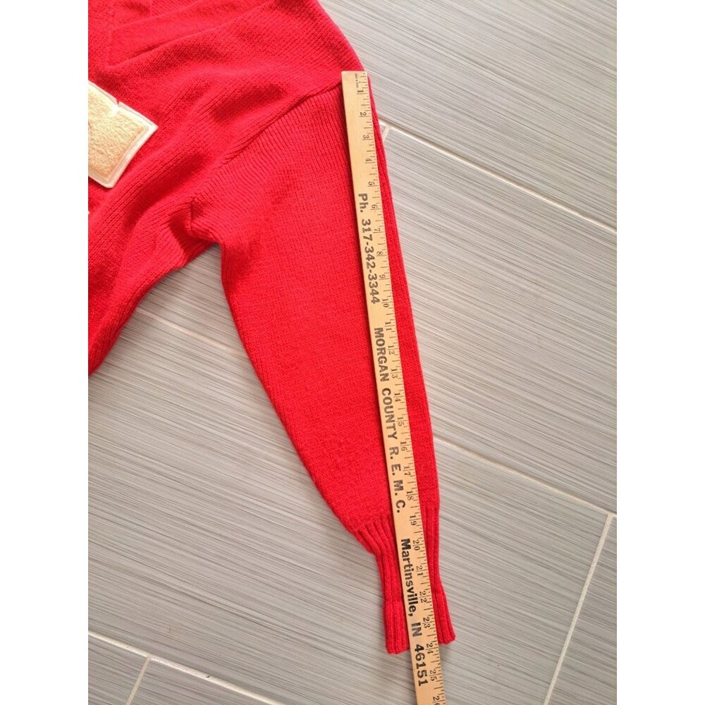 Vintage 70's East-Tenn Varsity Red Official Award Sweater Chenille "CG" Patch M - Picture 8 of 10